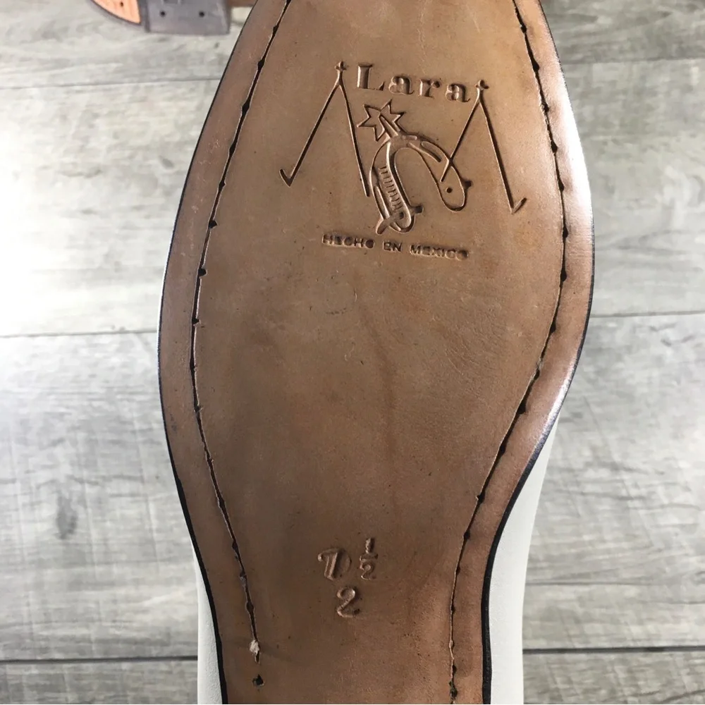 Lara Men’s White Leather Vaquero Slip-On Chelsea Western Botines Ankle Boots 7.5